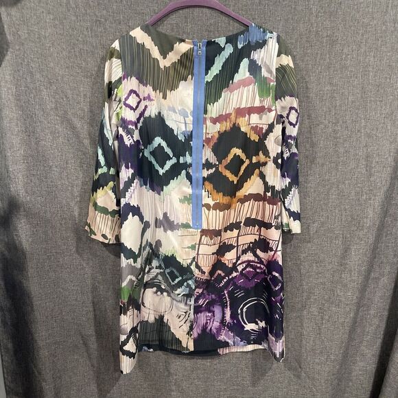 Ali Ro Anthropologie Womens 6 Shift Dress Lined Abstract Artsy Tribal Boho Silk - Picture 3 of 10